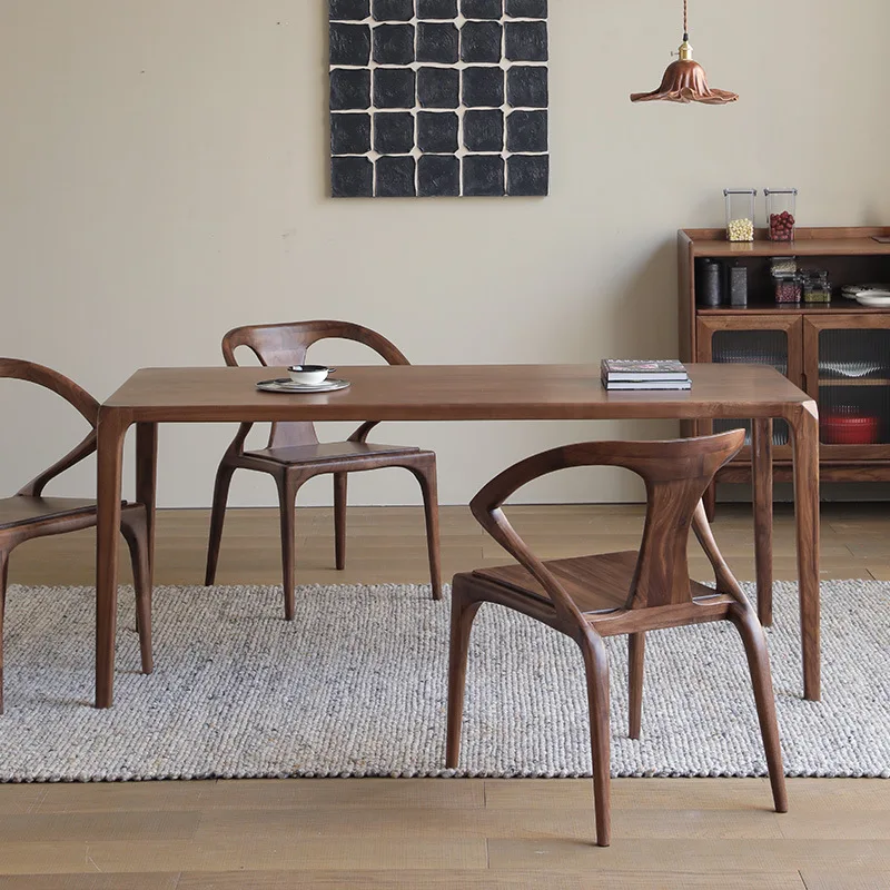 

North American black walnut dining table, Nordic solid wood table, rectangular mortise and tenon desk，table table table