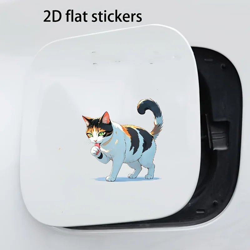 Cute Calico Cat Waterproof Vinyl Sticker, Pet Art Decal for Car Laptop Water Bottle Smooth Surface Decor
