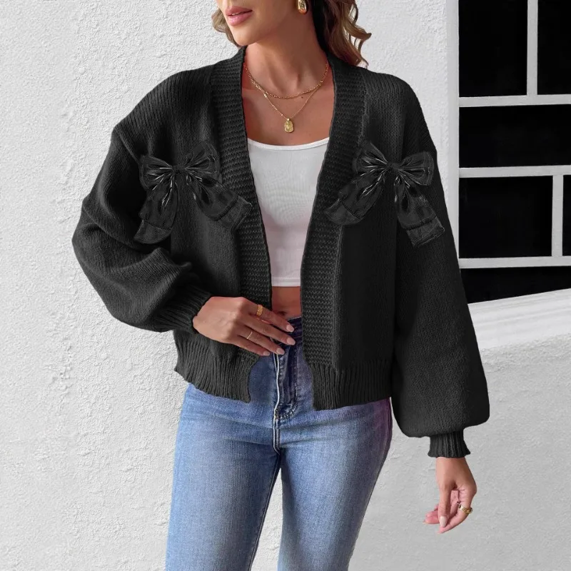

Новый осенне-зимний женский кардиган с ленточным бантом, индивидуальный свободный универсальный свитер, куртка
