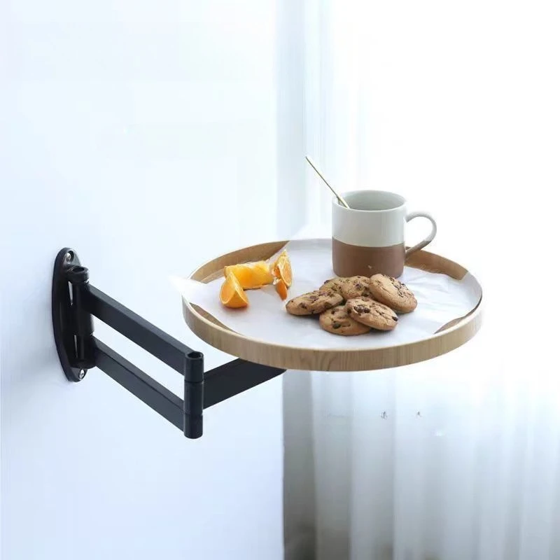 

Folding small table bedside suspended retractable storage plate wooden corner wall movable shelf