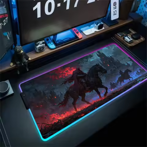 RGB anime Mouse pad Black Knight Gaming mat Desk Mat rubber anti-slip LED glow game keypad mousepad gamer pc accessories