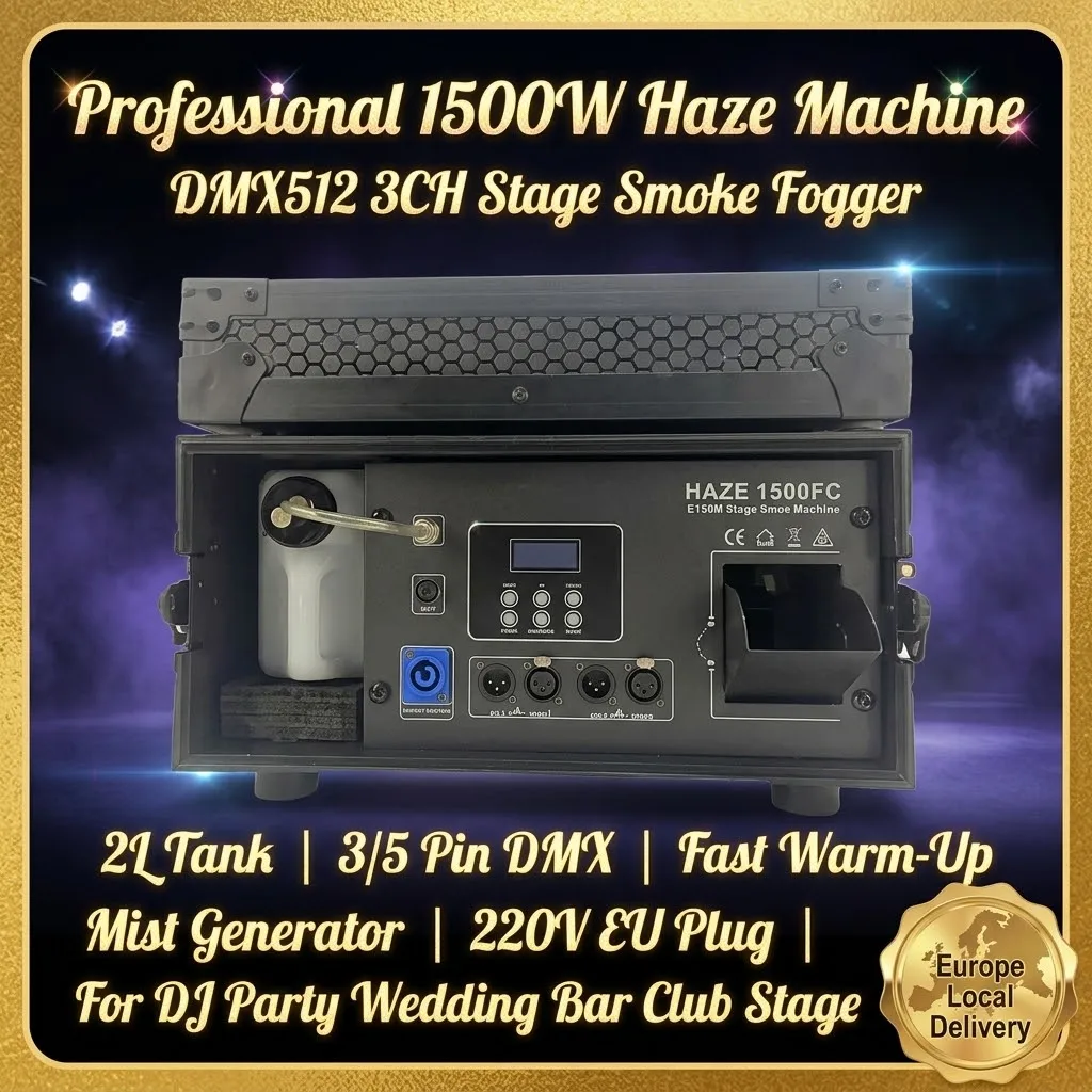 2PCS Macchina Professionale per Nebbia 1500W DMX512 3CH Generatore di Fumo da Palco con Serbatoio da 2L, Ingresso/Uscita DMX 3/5 Pin, Riscaldamento Rapido, Generatore di Nebbia per DJ, Discoteca,
