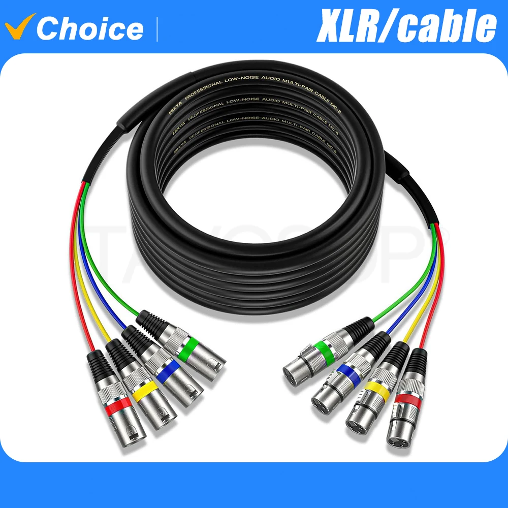 4 Channel 4 Colors XLR Snake Cable 3 PIN Male to Female 1m 2m 3m with Color Marked Connectors for Microphone Stage Studio Live