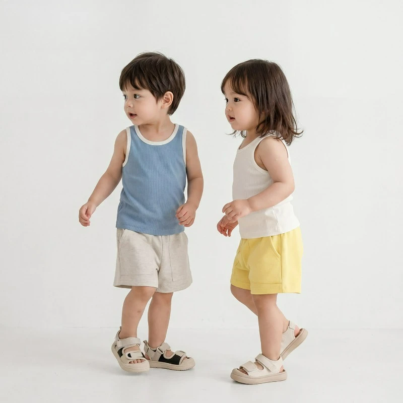 Kid Summer Shorts Solid Elastic Waist Beach Toddler Pants with Pocket Children Casual Loose Korean Style Clothing for Boys Girls