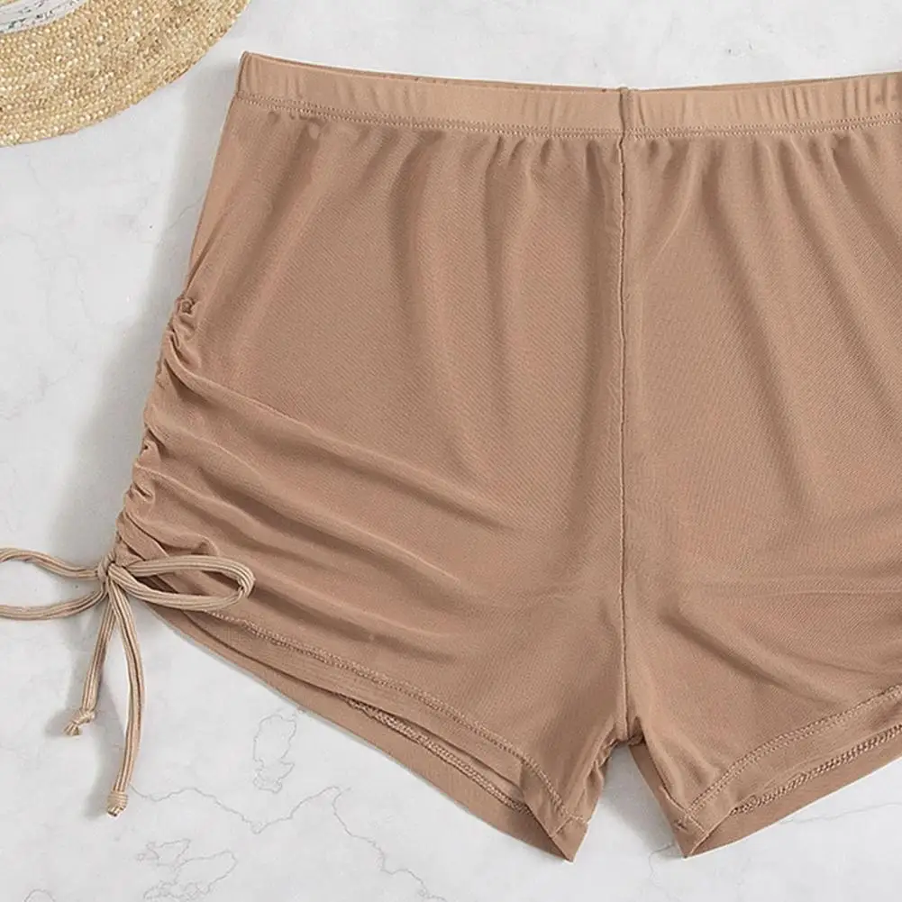 Pantaloncini bikini trasparenti da donna con coulisse laterale a vita alta, elastico in vita, costume da bagno