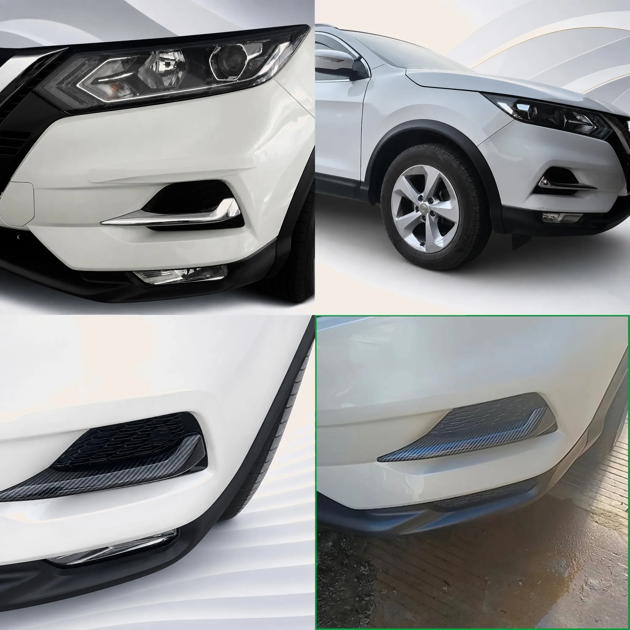 For Nissan Qashqai J11 2017-2019 Fog Light Lamp Eyelid Eyebrow Cover Sticker Trim Decorative Auto Accessorie