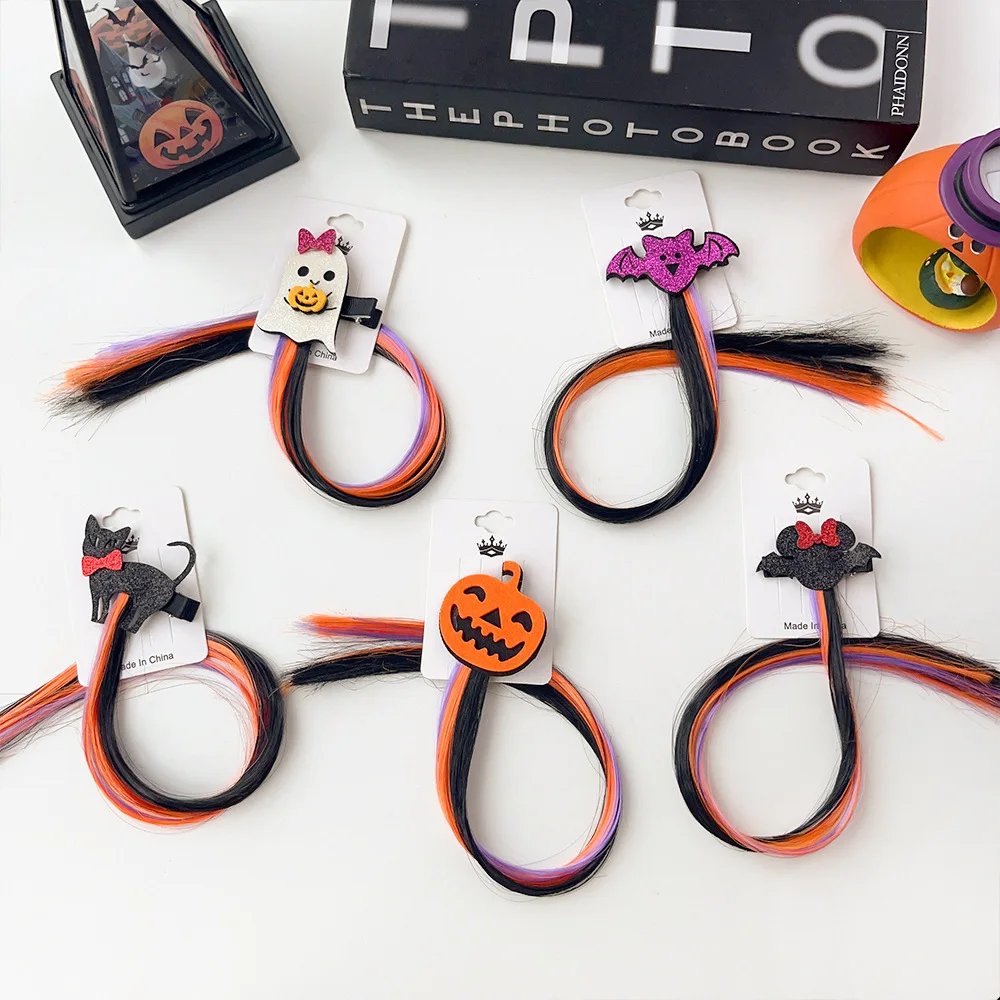 カボチャゴーストハロウィンポニーテールウィッグヘアクリップ女性のための興味深いヘアピンファッションガールウィッグコスプレパーティー小道具ヘアアクセサリー
