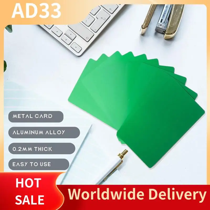 

Lightweight 100PCS Mixed Color Aluminum Alloy Card Engraving Metal Business Visit Business Card Blank 0.2Mm Thick