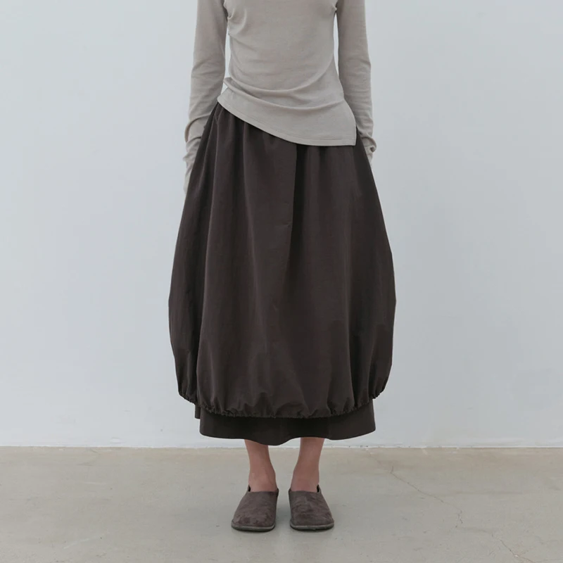 

Moia Sle High Waist Dstring Elastic Bloom f Skirt Double Sided Artistic Design Korean Trend Ci Commute Casual Skirt