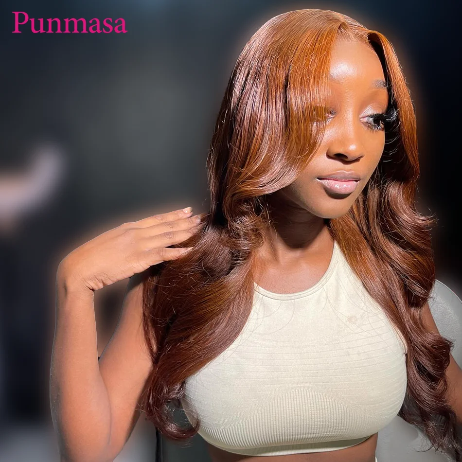 Punmasa Gemberbruin #4 Gekleurde Body Wave 13X4 Wear Go Human Hair Transparant Kanten Pruiken Chocoladebruin 200% 13X6 Lace Front Pruik