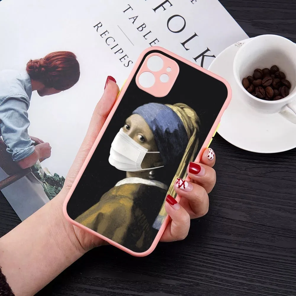 Girl With A Pearl Earring Vermeer Phone Case for iPhone 14 11 12 13 Mini Pro Max 8 7 Plus X XR XS MAX Translucent Matte Cover