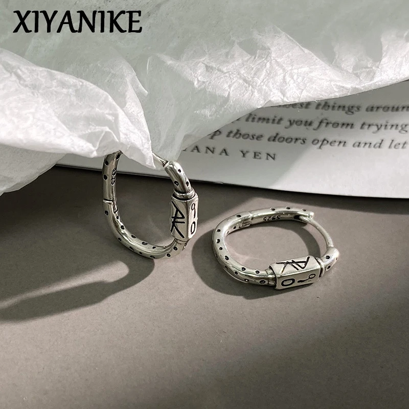 XIYANIKE-pendientes de aro con hebilla para oreja de grafiti Vintage para mujer y niña, joyería Punk a la moda, regalo para Amiga, fiesta, czьги ж