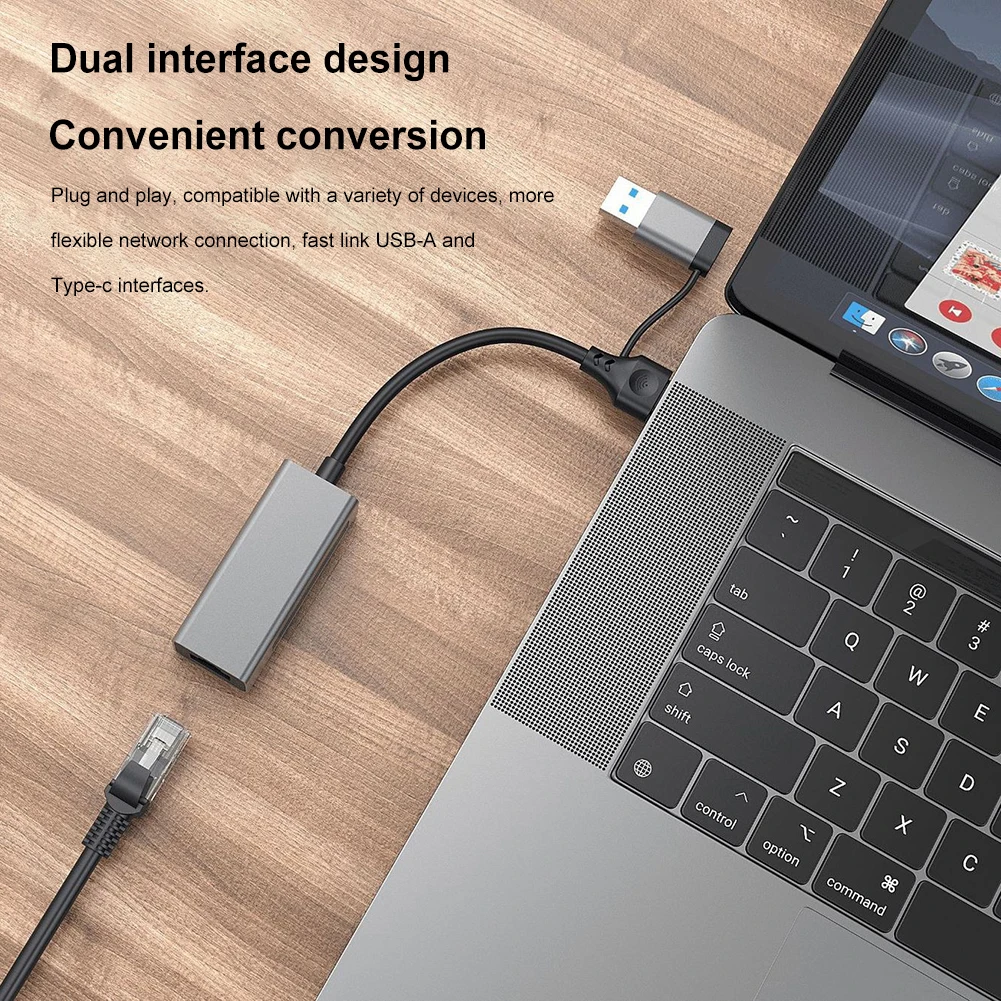 2.5G Wired USB 3.0 Type-C To RJ45 Ethernet Adapter 2500Mbps USB To Ethernet Adapter USB 3.0 Gigabit Ethernet Adapter for Laptop