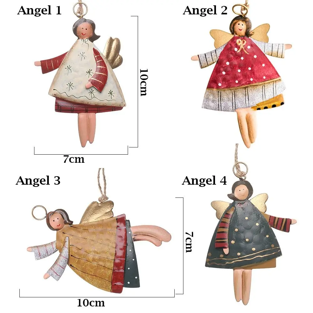 Cartoon Angel Girl Christmas Decorations Santa Claus Wrought Iron Hanging Pendants Festival Accessories Multicolor