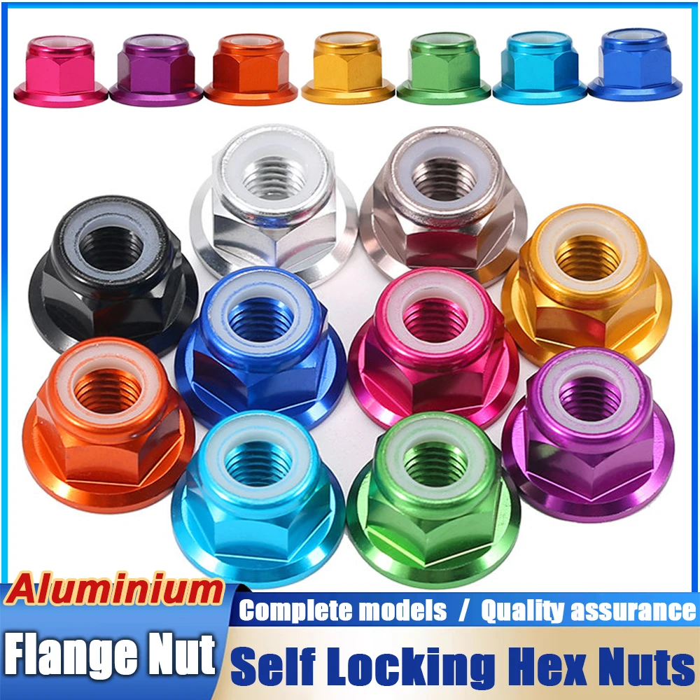 Flange Nylon Insert Self-Locking Lock Nuts Motor Screw Nuts Aluminum Alloy CW for RC FPV Racing Drone M2 M2.5 M3 M4 M5 M6 M8