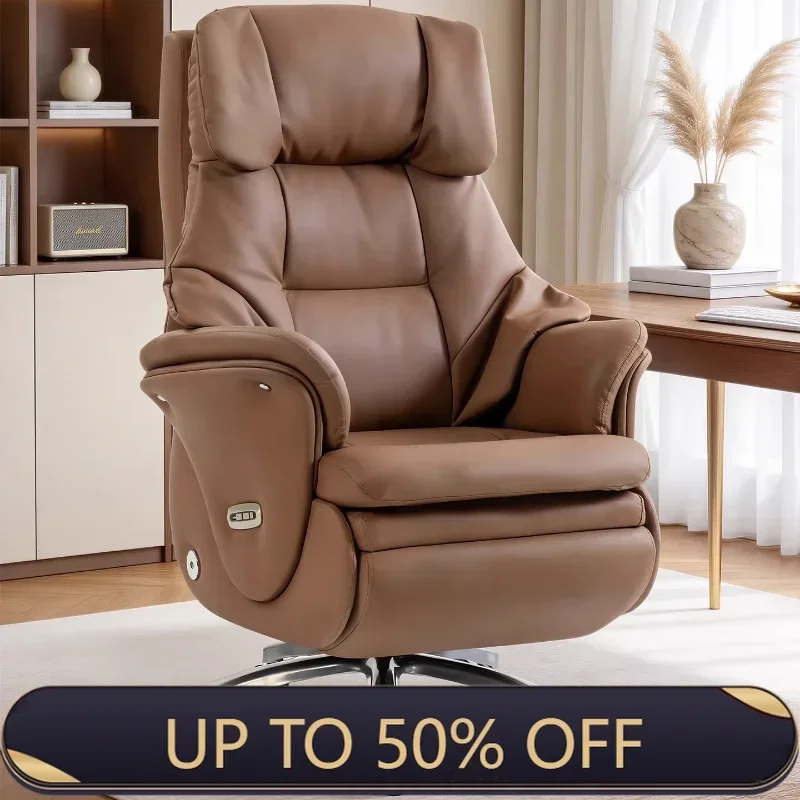 Massage heated and spacious office chair Multi functional genuine leather Computer chair with electric adjustment furniture