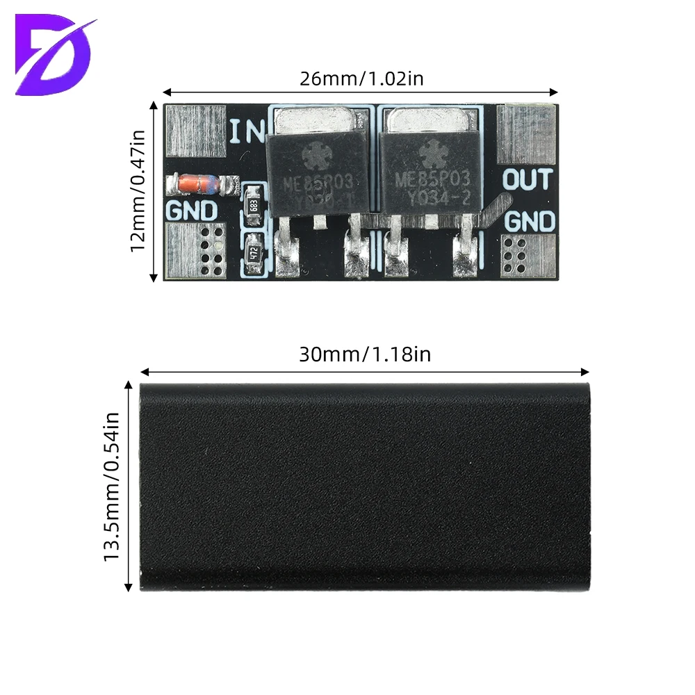 Reverse Connection Protection Module 3V-28V Battery Capacitor Charging Power Supply Anti-Reverse Connection Safe Efficient