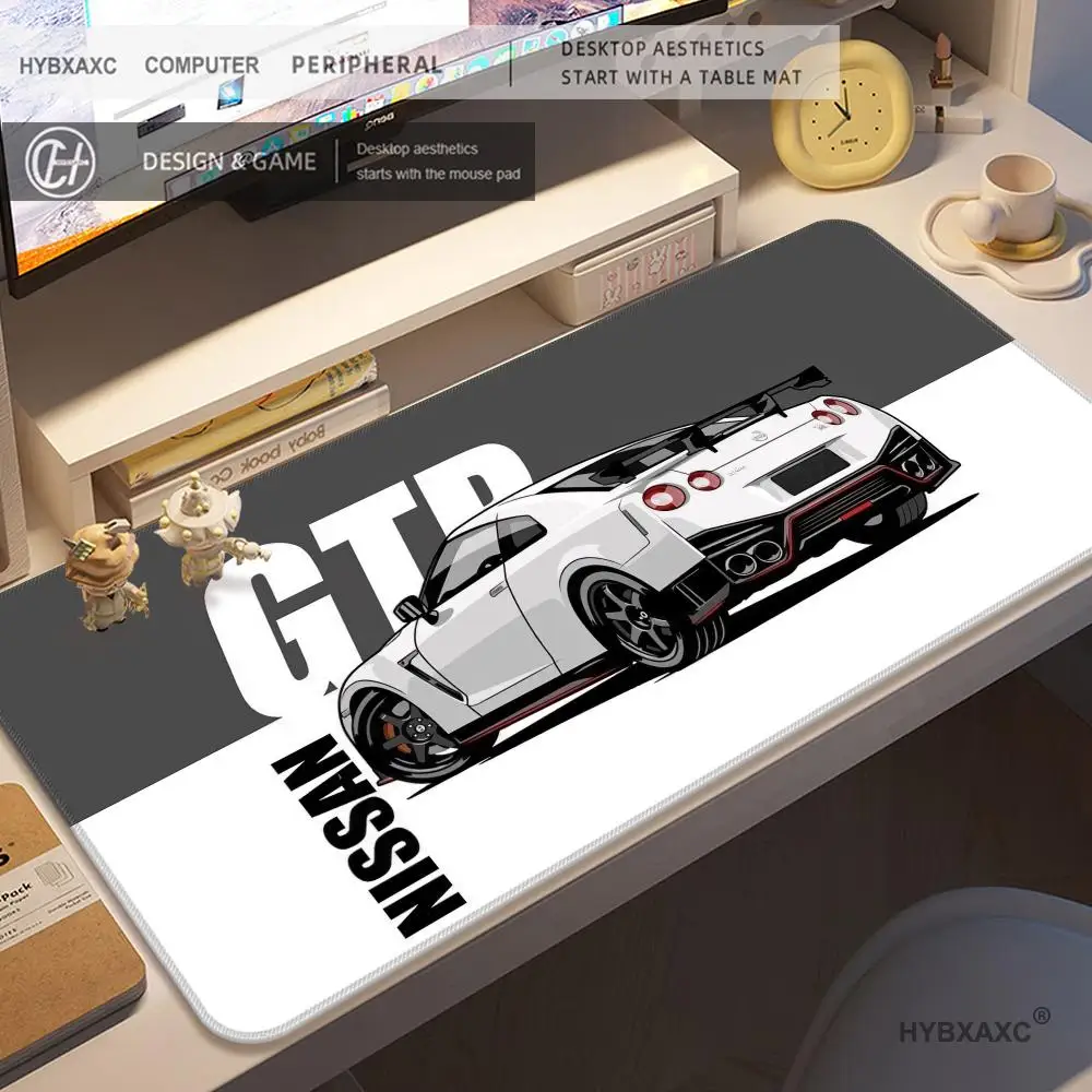 HYBXAXC Japanese Cars Mouse Pad Anti Slip Rubber Edge Locked Thickened G-GT-R Laptop Gaming Desk Mat XXL 400X900 Gamer Mousepad