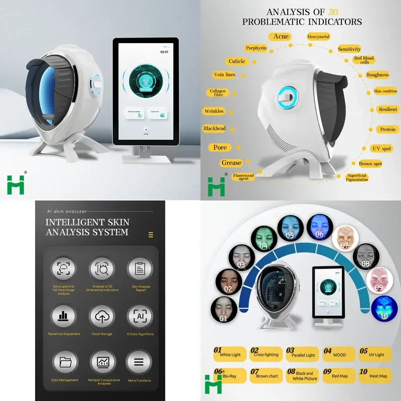 New AI Skin Analysis System Facial Skin Diagnostic Scanner Device for Professional Skin Care Assessment and Beauty Treatment