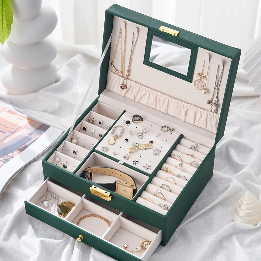 Portable Jewelry Box Jewelry Box Storage Box for Earrings, Necklaces, Rings Gifts for Teenage Girls Women(B)