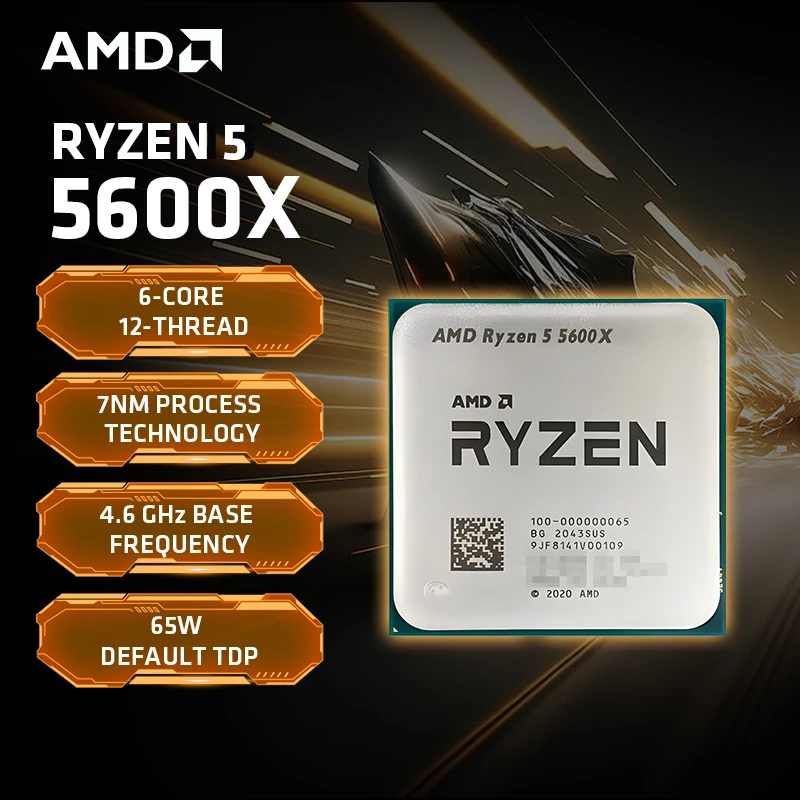 AMD Ryzen5 5600X 6 كور 12 خيط 32 ميجابايت L3 كاش AM4 PCIe ®   4.0 DDR4 Ryzen 5000 Series 65W وحدة المعالجة المركزية للألعاب المكتبية
