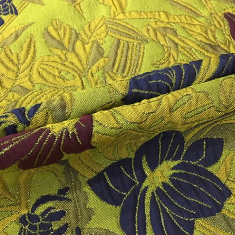 Jacquard brocado fio-tingido tecido de seda de ouro europeu marca design de moda para vestido terno roupas pelo metro para costura materi