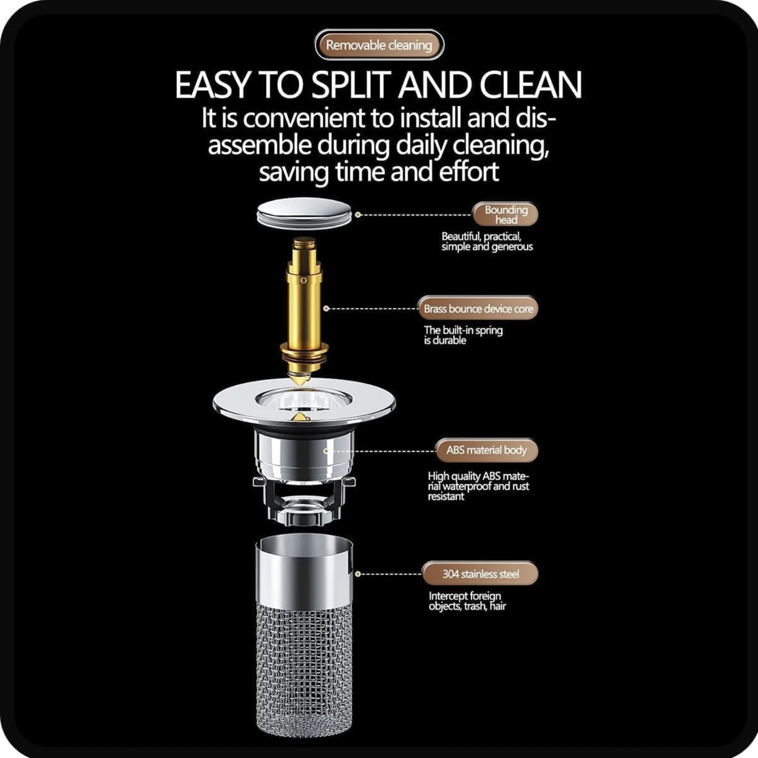 

Water Drain Stopper, 2-in-1 Stainless Steel Filter Strainer for Bathroom Sink, Kitchen, Bathtub Sink splash guard silicone