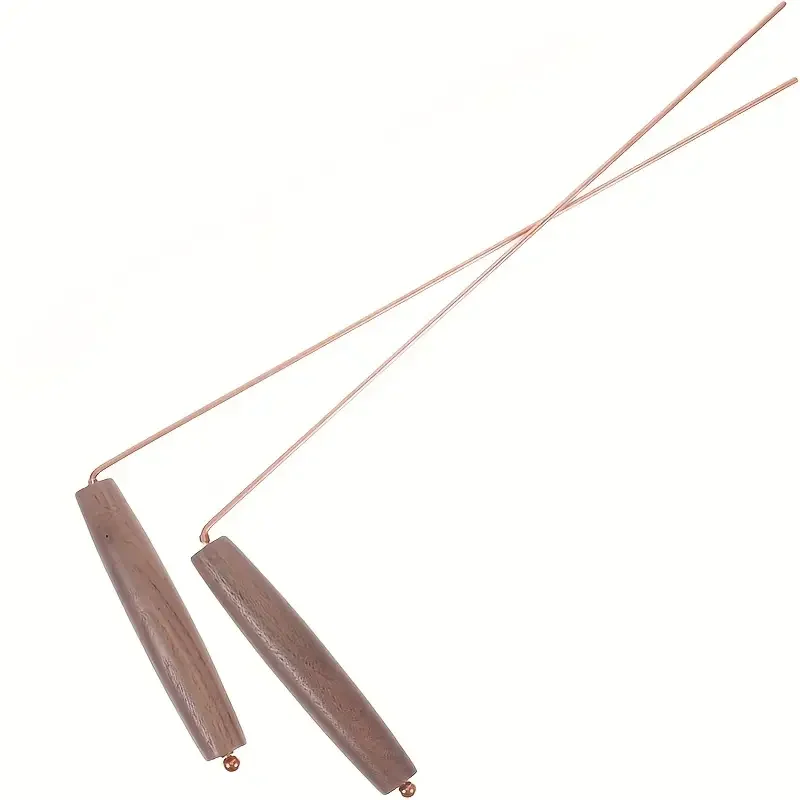 2pcs Copper Dowsing Rods, Divining Rod Kit With Walnut Handle -Water Rods,Spirit Rods,Witching Sticks for Gold,Paranormal