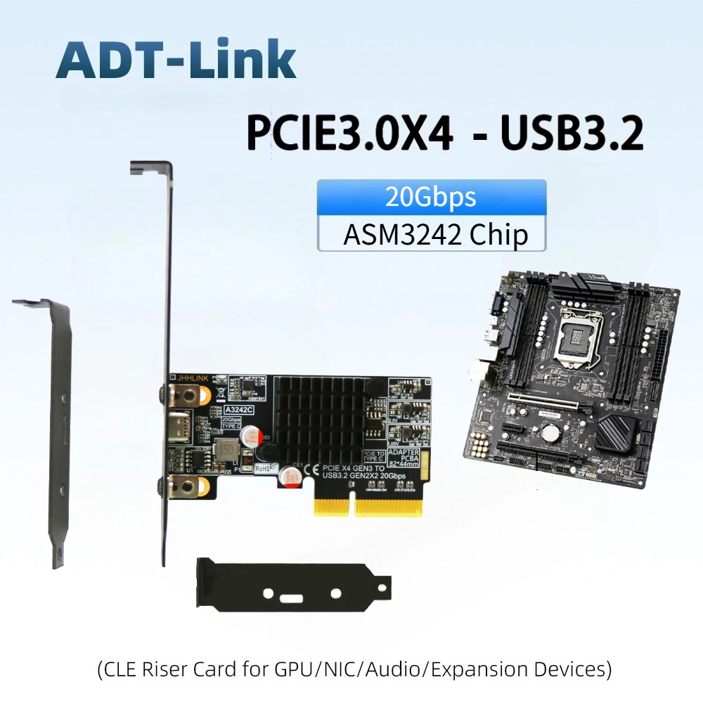 usb-c-32-gen2x2-pci-e-gen3-x4-type-c拡張カード-20gbps-asmedia-asm3242チップセット-フロントパネル-type-c-x4-x8-x16-デスクトップ用