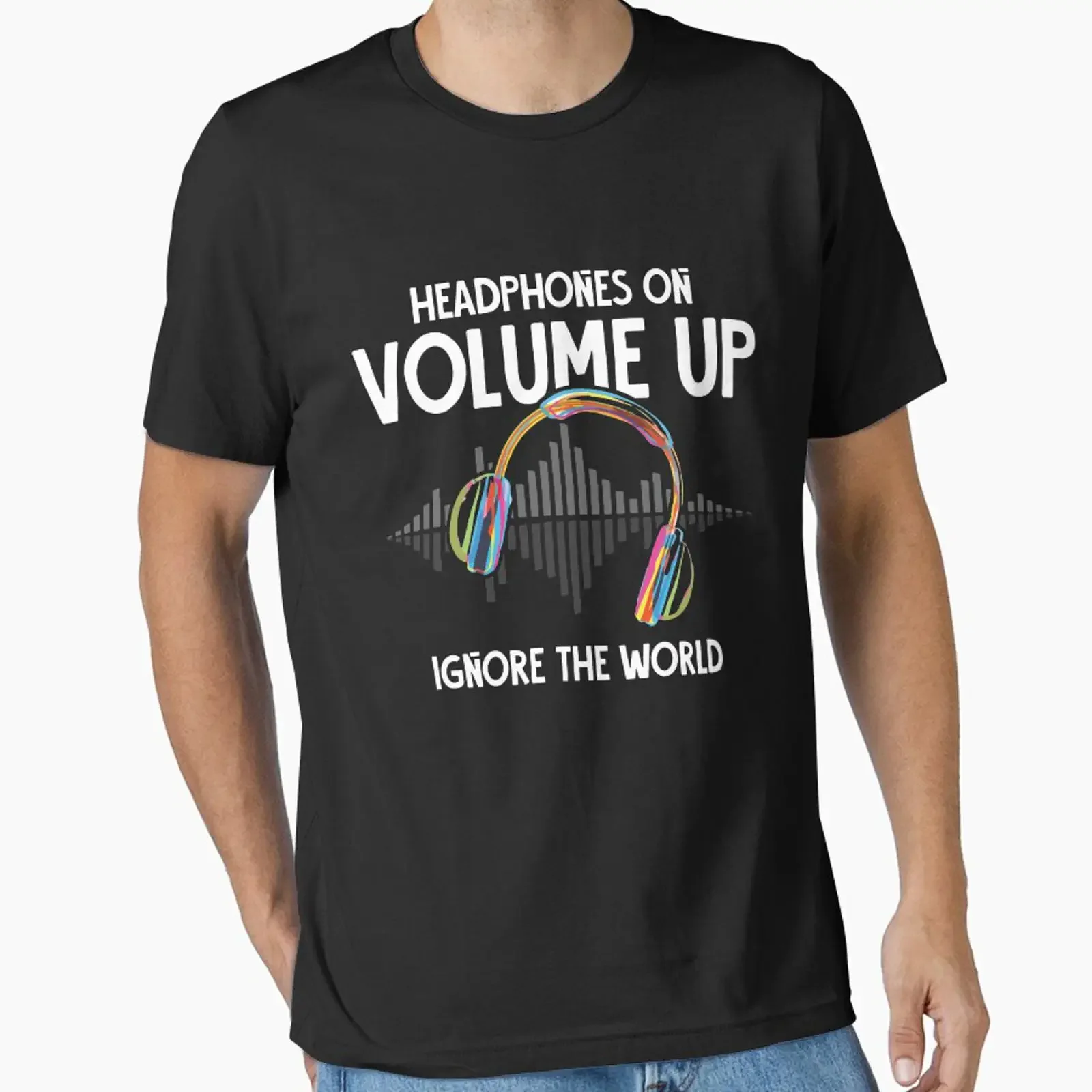 Headphones On Volume Up Ignore The World Music Lover Essential T Shirt vintage Washed Top For Everyday Wear Slightly Unisex