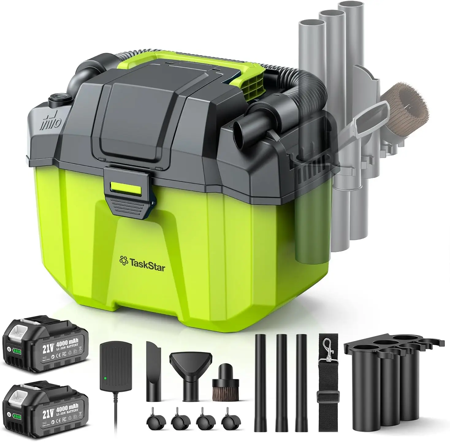 Cordless Wet Dry Vacuum, 2.6 Gal with 2 Batteries, 3-in-1 Function for Garage and Car Cleaning