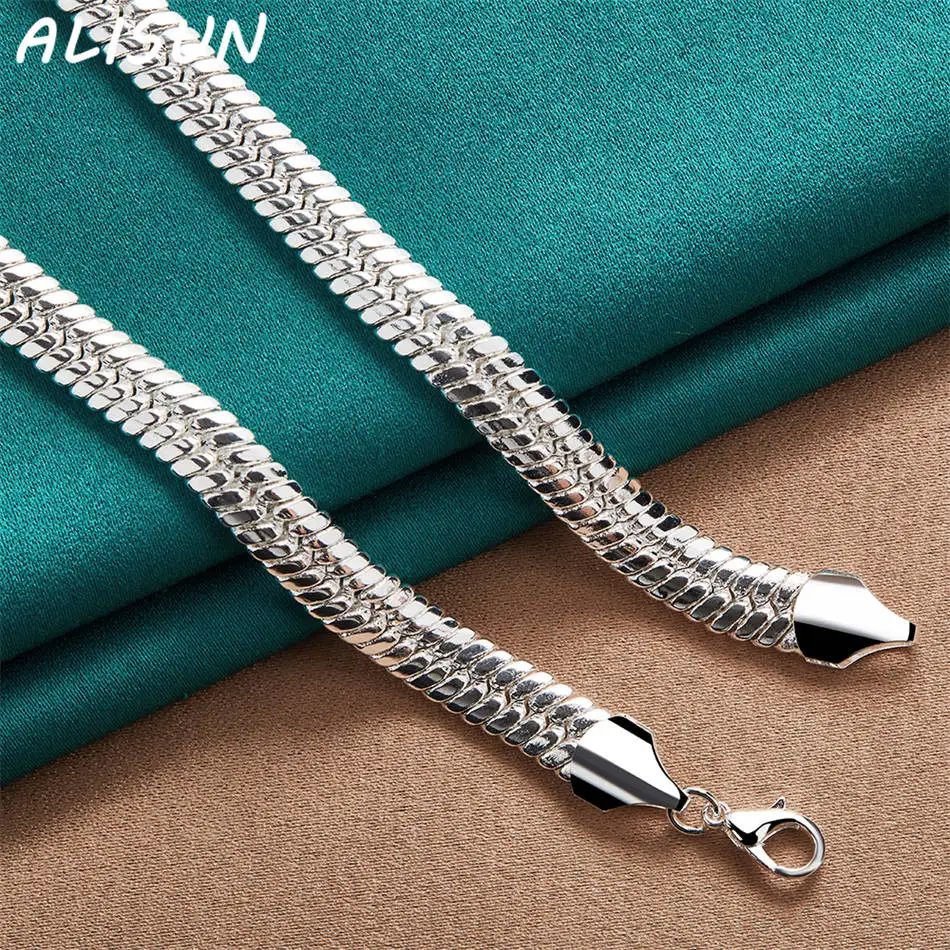 

ALISUN 925 Sterling Silver 50cm 10mm Chain Necklace For Women Men Anniversary Gift Popular Wild Fashion Romantic Jewelry