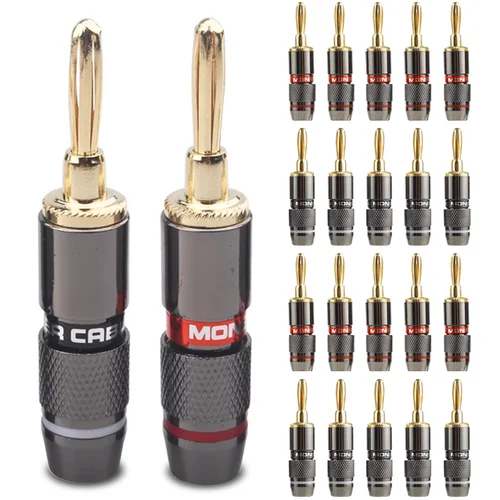 Monster-Adaptador de altavoz de cobre puro chapado en oro, conectores de Audio, 10/40/100 piezas