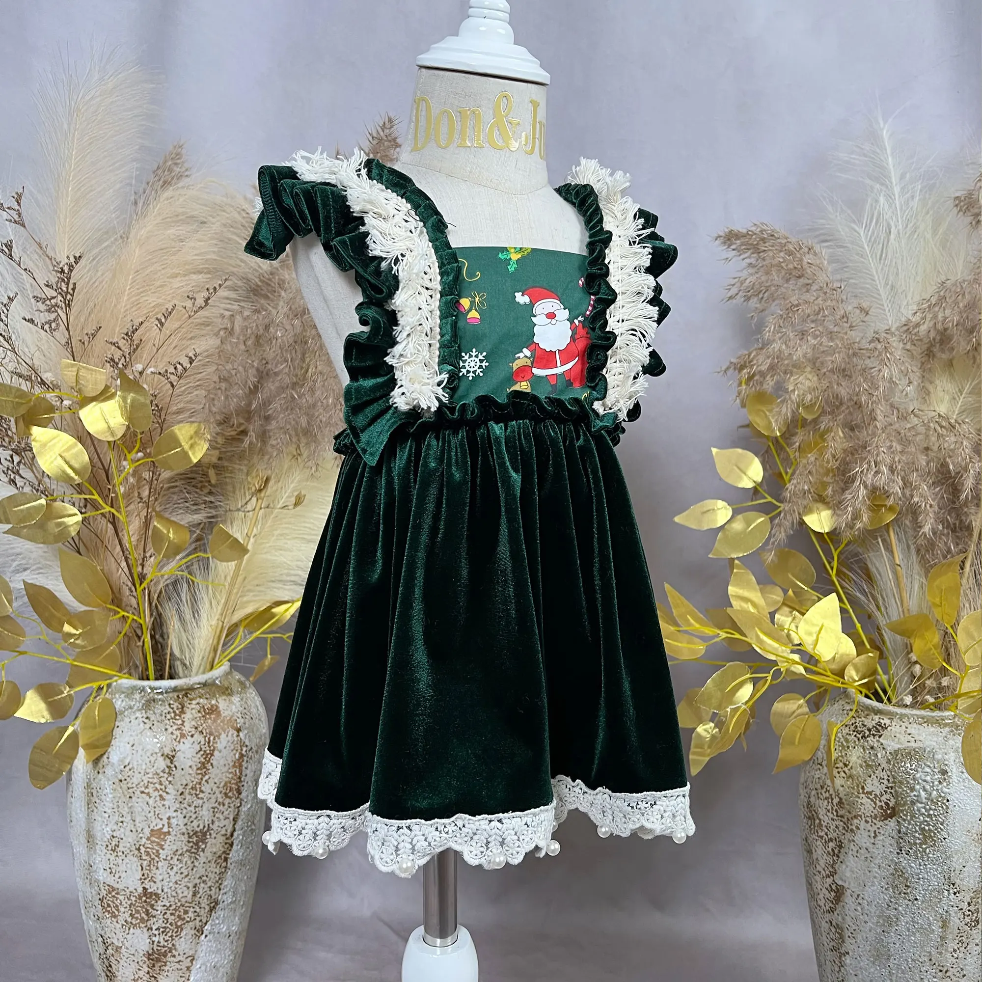 

1-6 Years Old Little Princes Christmas Comfortable Sleeveless Velvet Clothe Children's Formal Wear Photography Studio Photo Prop