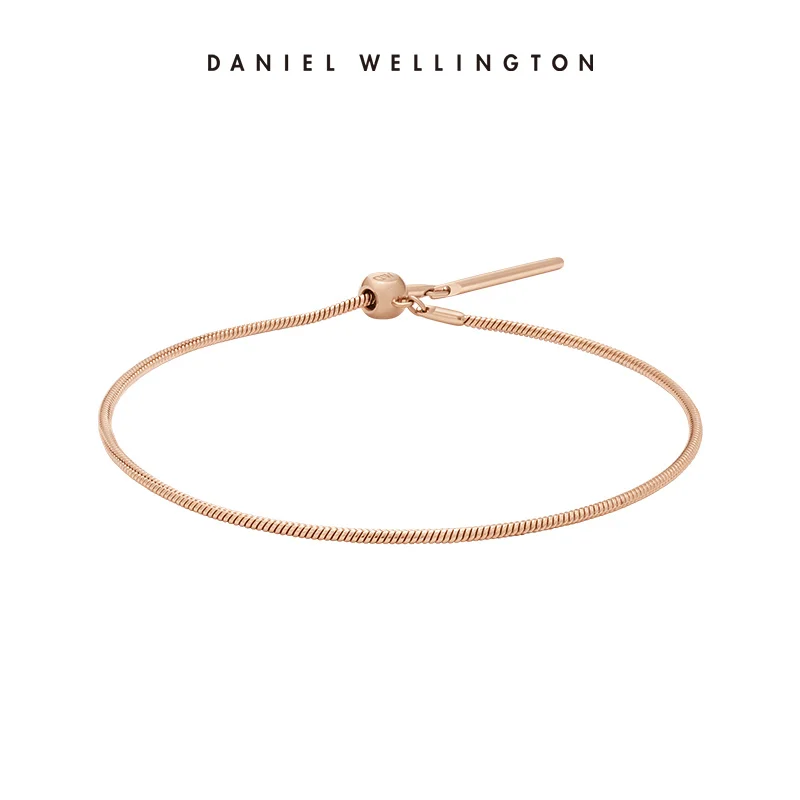 Daniel Wellington Official Classic Charm Snake Bracelet for Women Rose Gold Plated Adjustable Stainless Steel Minimalist Luxury