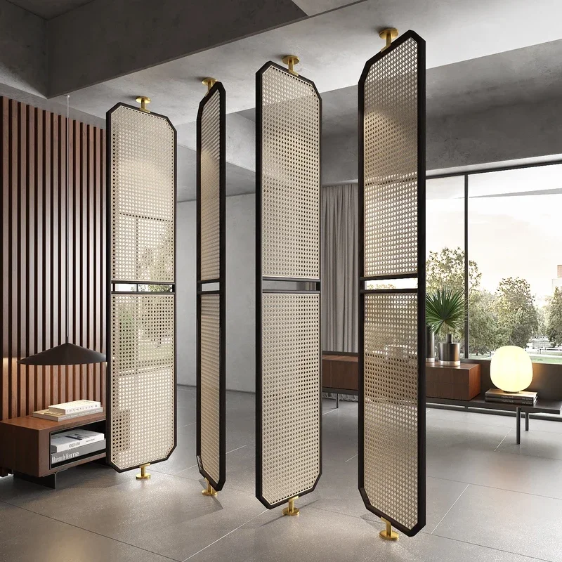 New Chinese-style simple wabi-sabi style household screen partition Japanese-style rattan home stay hotel lobby custom entrance