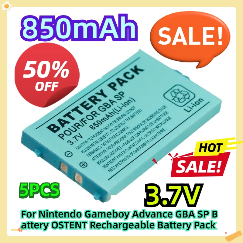 

For Nintendo Gameboy Advance GBA SP Battery OSTENT Rechargeable Battery Pack 3.7V 850mAh 5pcs