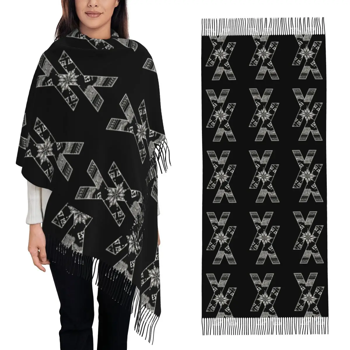 Lost Americana MGK Scarf Tassel Scarves for Women Soft Warm Shawls and Wraps Large Fall Winter Shawl Wrap