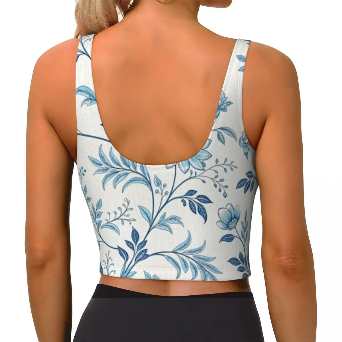 Lightweight Sports Tank Floral Pattern Senior Daily Exercise Quick Dry Top