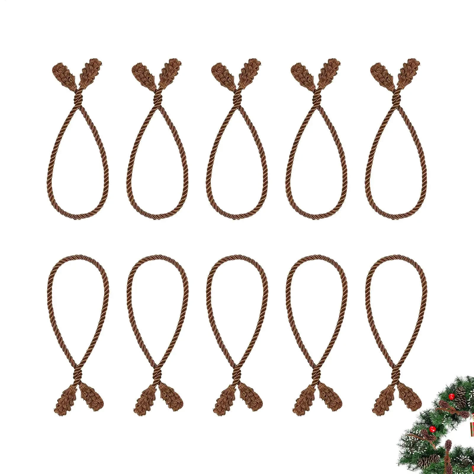 Christmas Garland Ties 10 Pieces Wreath Twist Holders Seasonal Garland Tie Wrap for Outdoor Party Mantle Fireplace Wreath Stair