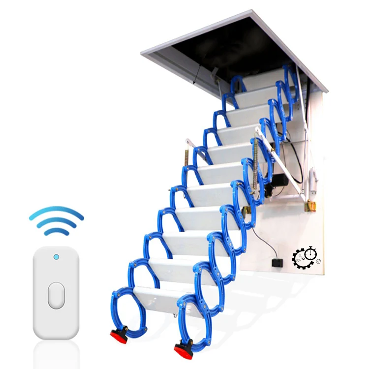 Customized Color Aluminum Alloy Iron Folding Extension Step Ladder Contemporary Electric Telescopic Wall-Mounted 150kg Load Home