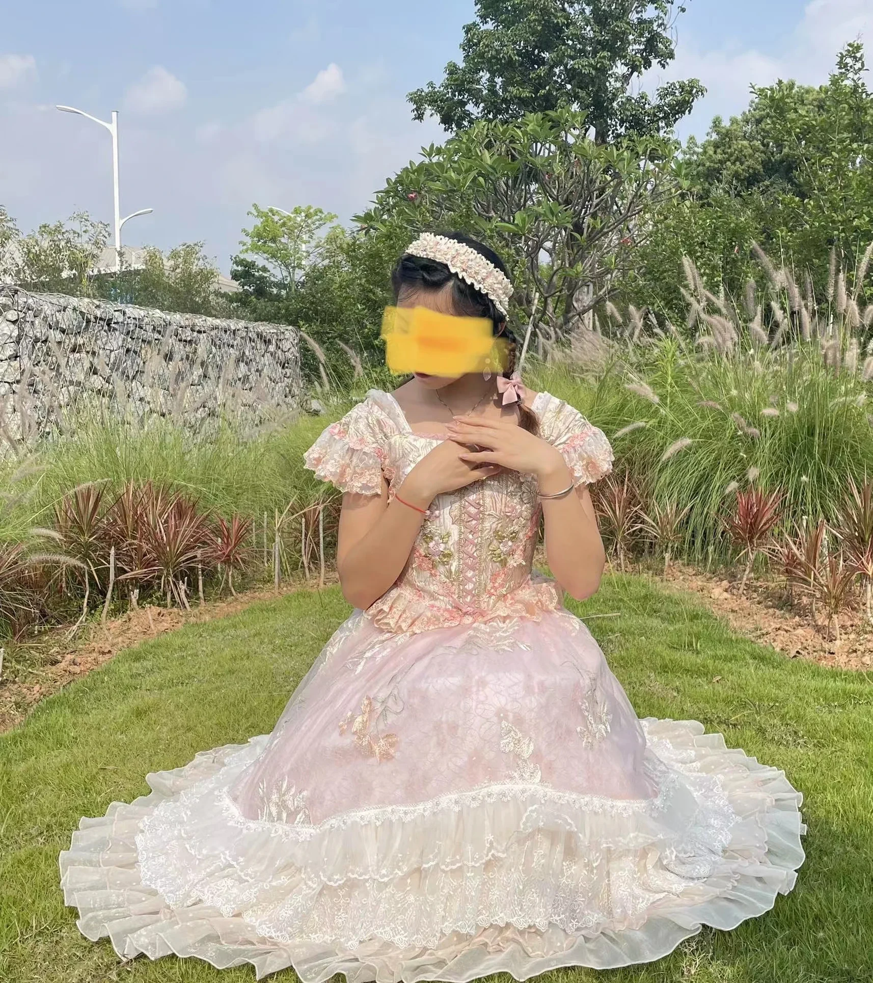 로리타 머리띠 복고풍 유럽 궁전 스타일 진주 공주 소녀 머리띠 레이스 머리띠 로리타 헤어 액세서리