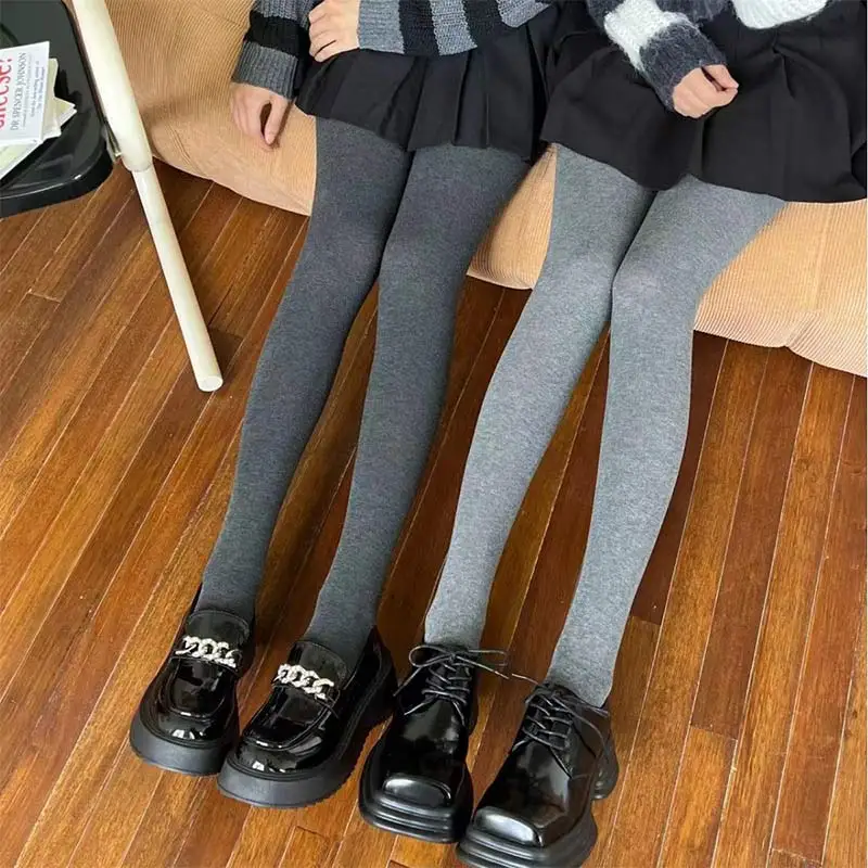 Thick Bottom Pantyhose Added Fleece Outer Wear Tight Panhose Women's Thick Leggings Vertical Stripe Cotton Thread Sock