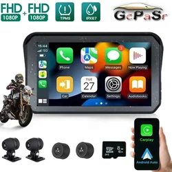 5 inch Motorcycle Carplay Wireless Android-Auto Waterproof 1080P WiFi DVR Monitor Dash Cam GPS Navigation TPMS