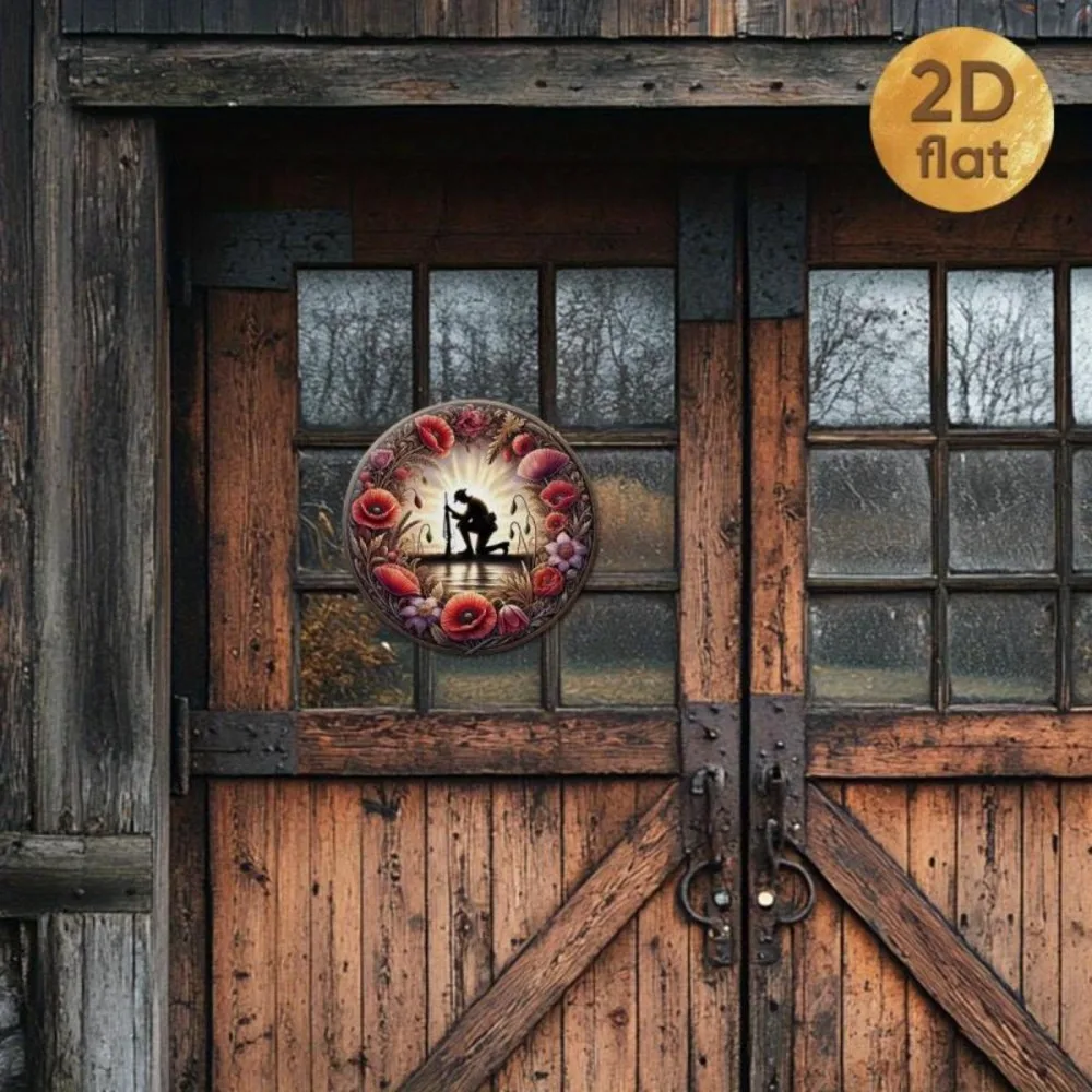 لافتة حديقة ألومنيوم مستديرة وطنية مقاس 19.99 × 19.99 سم - ديكور حديقة خارجي هدية مثالية لأصدقاء العائلة في يوم التذكارية/المضربين