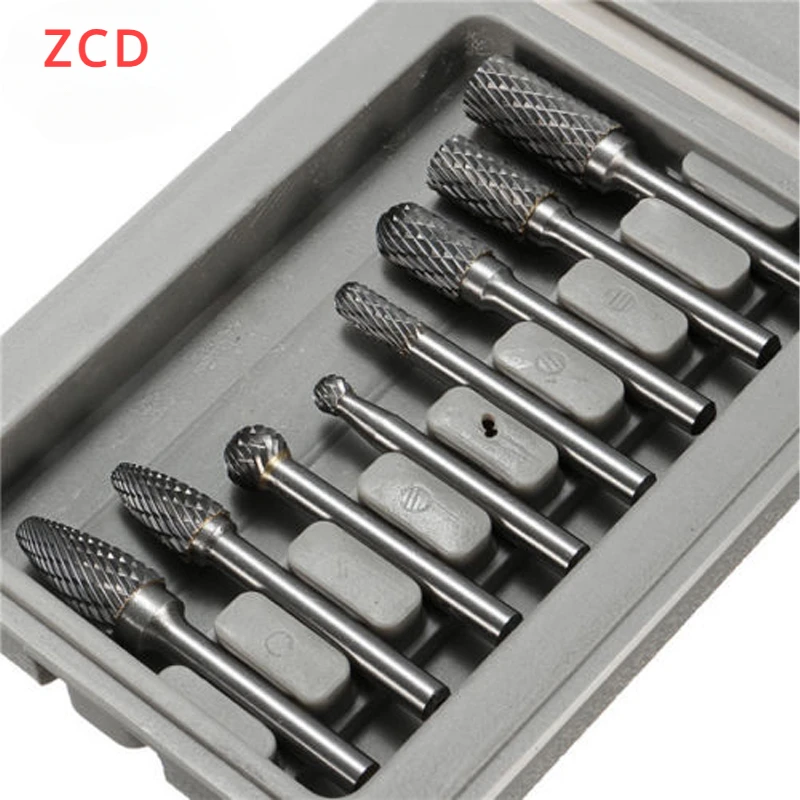 

ZCD 8Pcs Set Double Cut Carbide Rotary Burrs Bit CNC Engraving 1/4" (6mm) Shank Tungsten Carbide Burr Bits Carbide Rotary Burrs