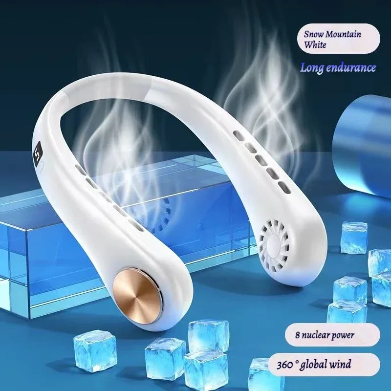 

Шейный вентилятор JKUOO, портативный, сильный ветер, регулируемый, 360° ° Охлаждение, Супер тихий, Без лезвий, Без скручивания волос,