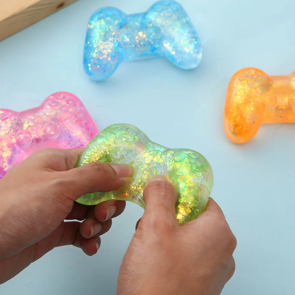 1PC Maltose Gamepad Glitter Slow-Rebound Squishy Toy, Soft TPR Anti-Burst Durable BPA-Free Odorless Non-Sticky Easy-Clean Portable Lightweight Comfort-Grip Tear-Resistant Stretchable Calming Fidget Sensory Stress Relief Play