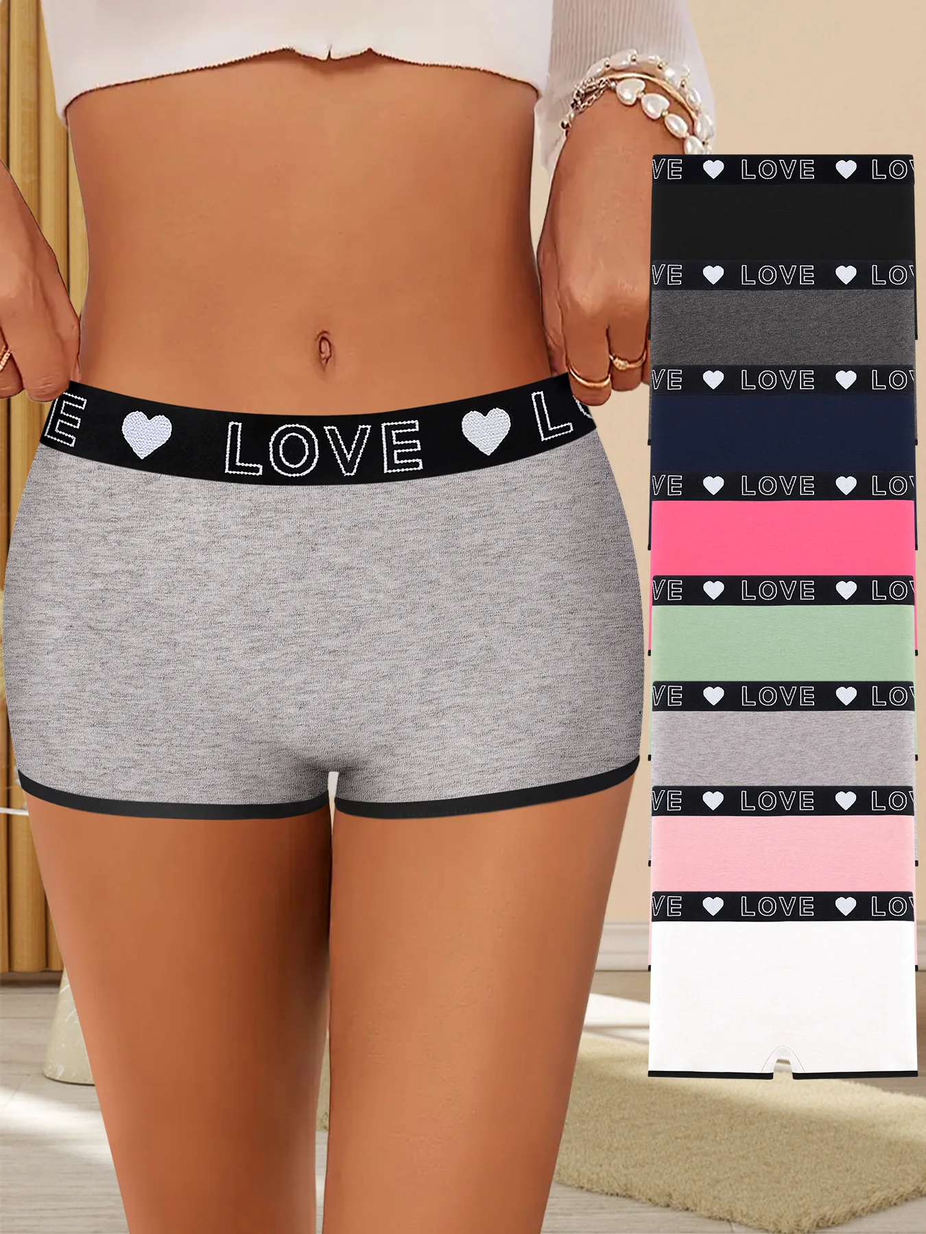 

6 шт., женское нижнее белье, женские боксеры, трусы с поясом с надписью, спортивные защитные брюки, шорты для тренировок, бесшовные леггинсы для йоги