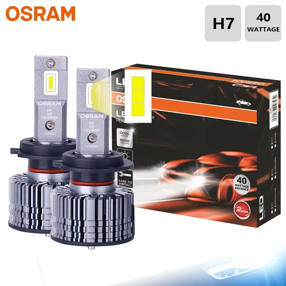 OSRAM LED XLZ Advance 40W H7 Bright Lumens Auto Bulbs 6000K White LED Car Upgarde Lamps Fog Light Turbo Fan PX26d 12/24V Pair